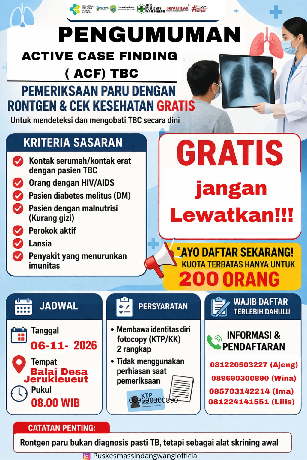 PENGUMUMAN PEMERIKSAAN KESEHATAN GRATIS – ACTIVE C&hellip;